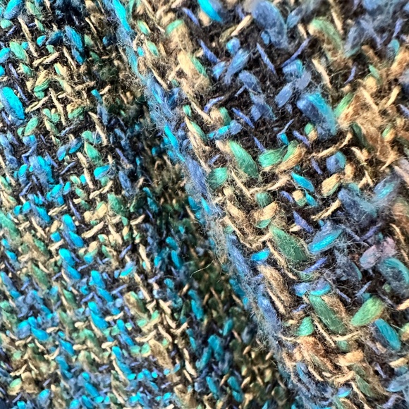 Vintage David Brooks Blue Green Tweed Fully Lined Cardigan Jacket Tassels Sz 8 - Picture 4 of 15